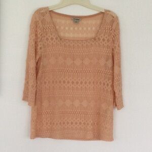 Lucky Brand Top with sleeves lightweight color peach size S see through.     #83